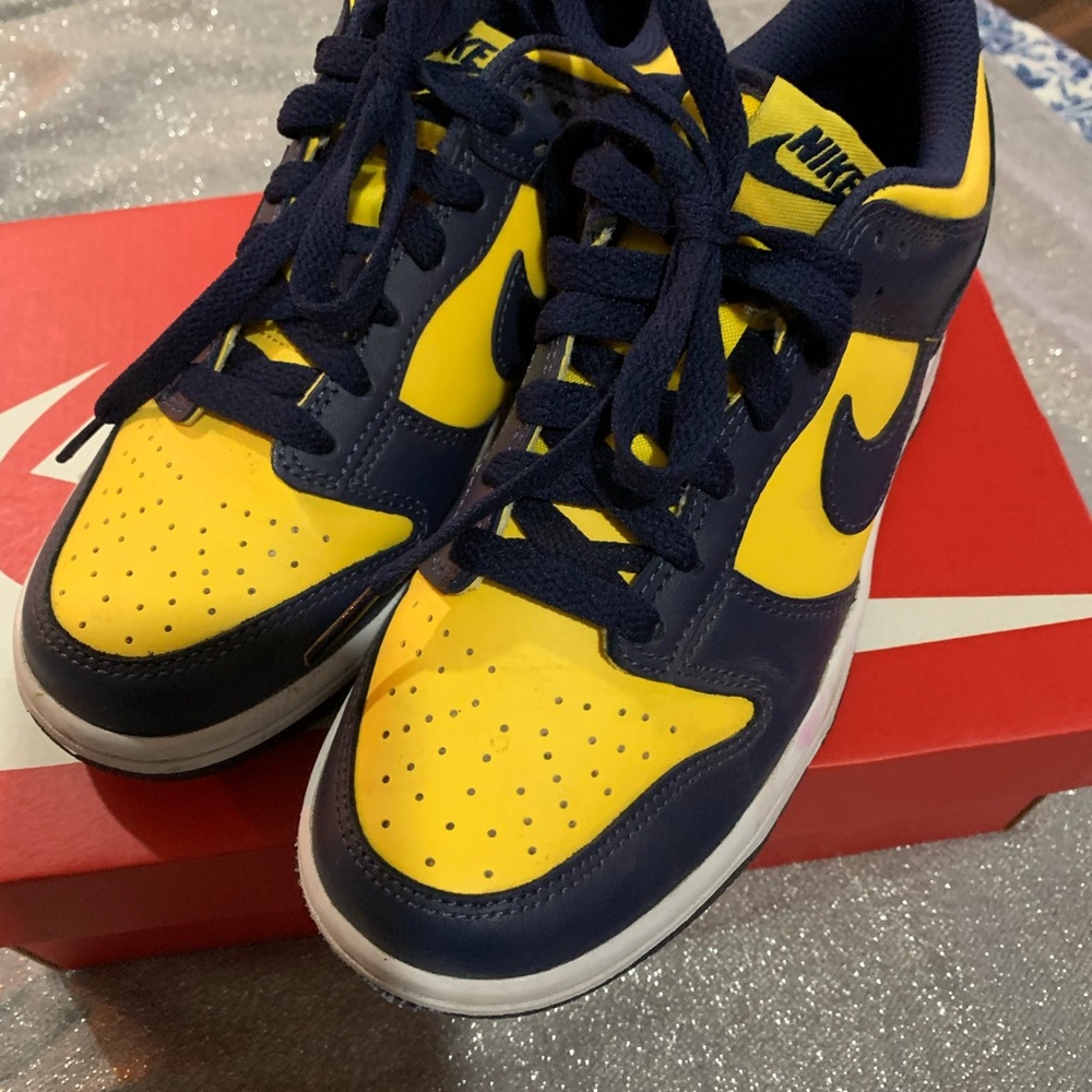 Nike Dunk Low Bright Yellow and Dark Blue Sneakers